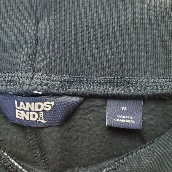 Lands End Pants Womens Medium Navy Blue Fleece Lined Cotton Blend Lounge Joggers - Picture 2 of 10
